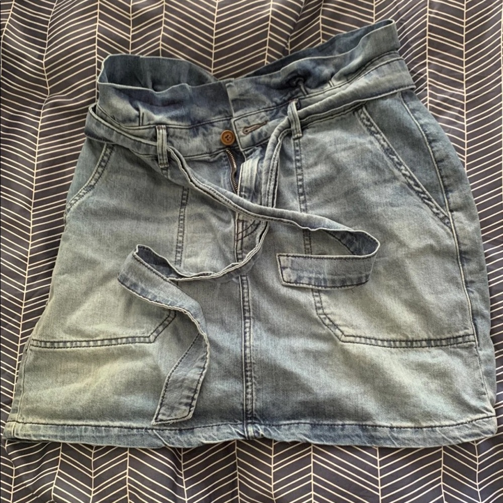 Free People Paper Bag Denim Skirt 10